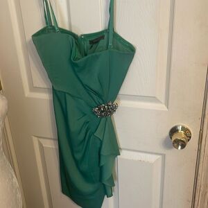 BCBG MaxAzria Kelly Dress silver broche strapless EUC size 4